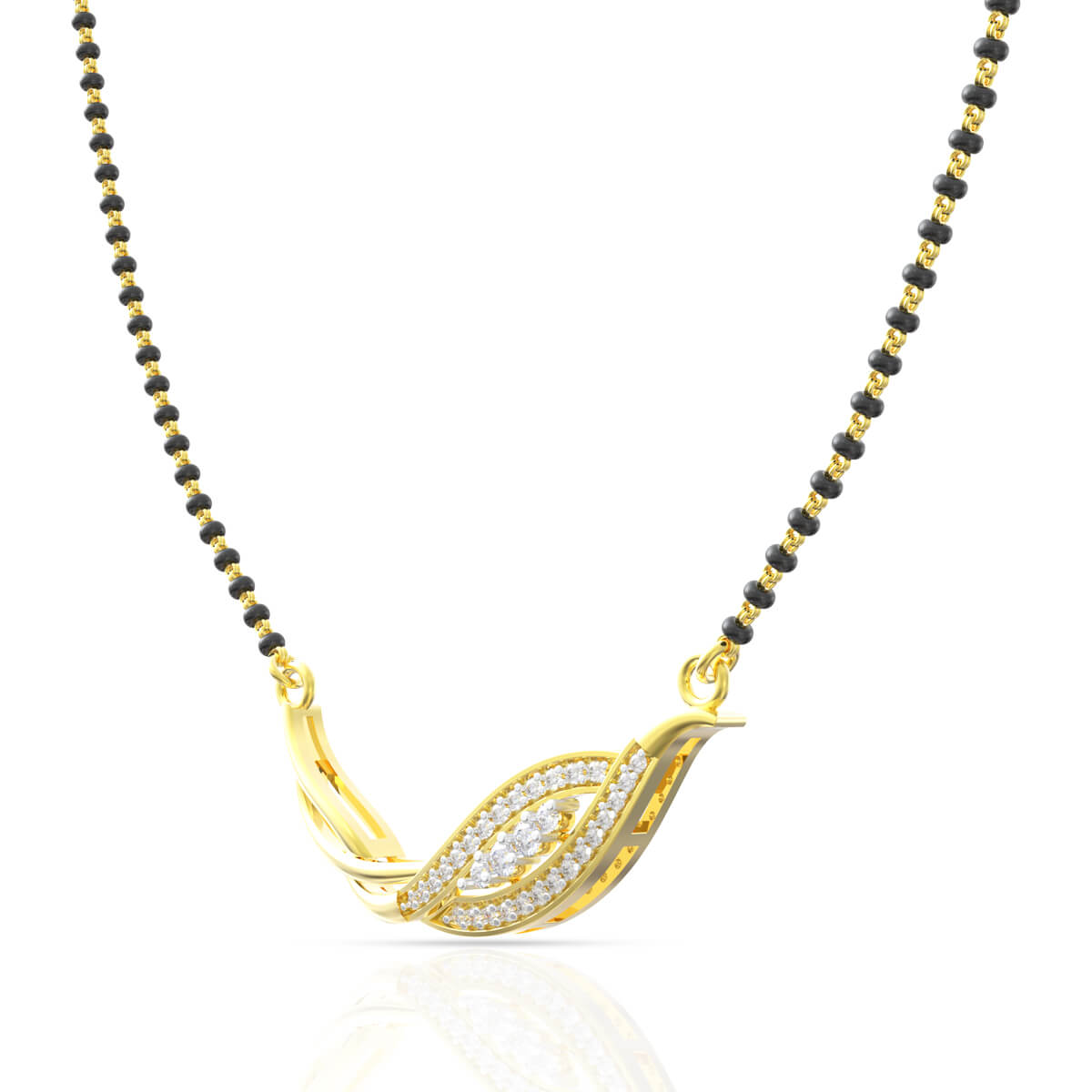Elegant Golden Twirl Diamond Tanmaniya Pendant