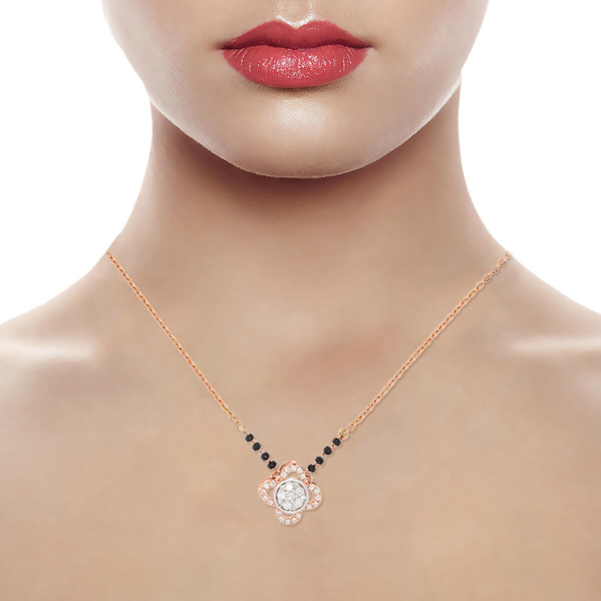 Clover Charm Diamond Short Mangalsutra 18K