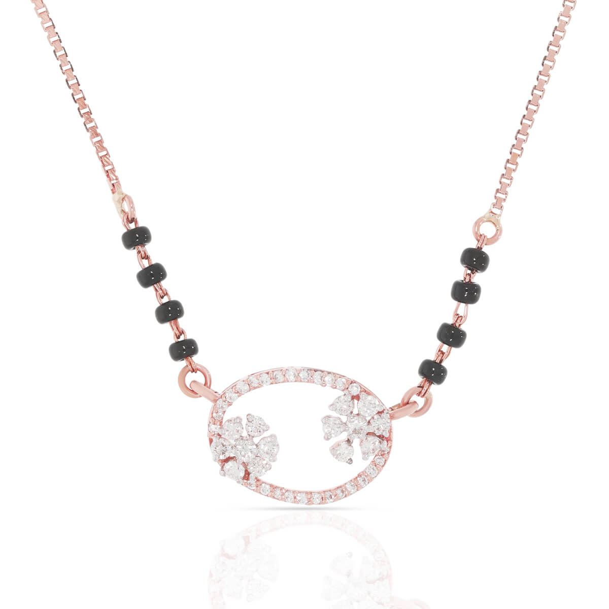 Graceful Floral Diamond Short Mangalsutra 18K