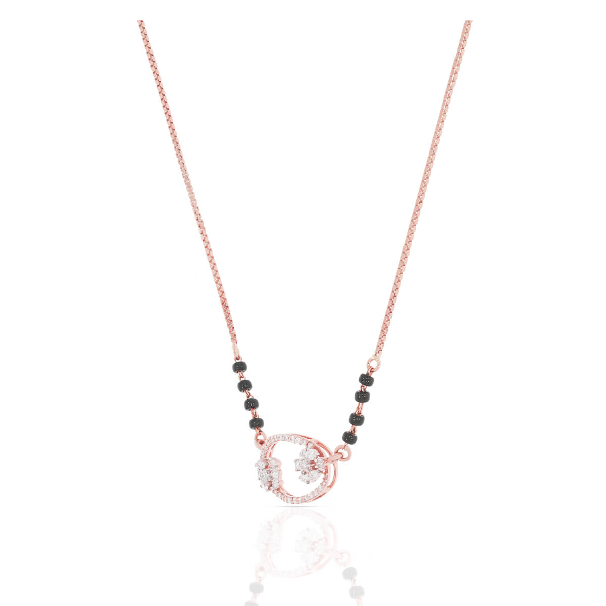 Graceful Floral Diamond Short Mangalsutra 18K