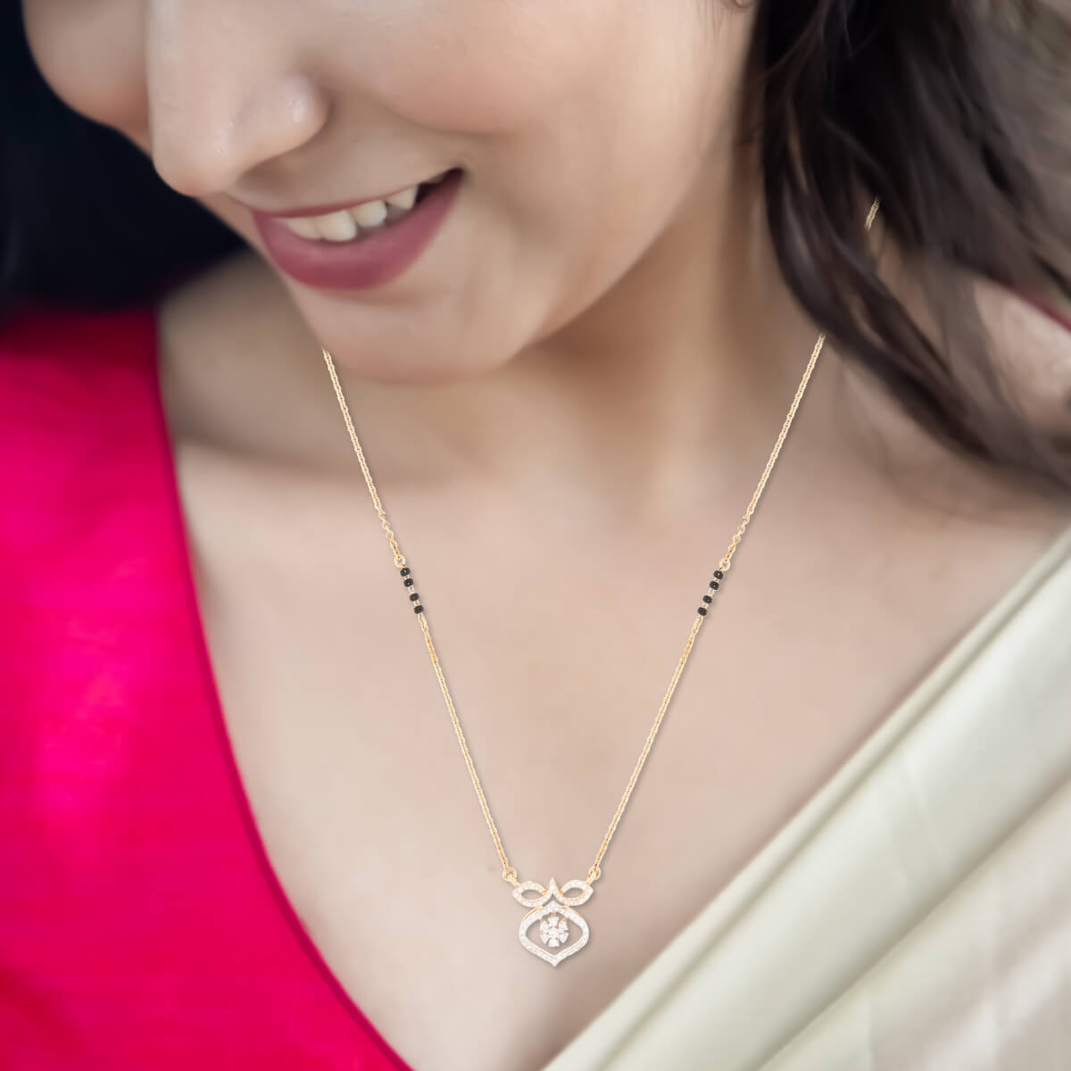 Slender Dazzle Diamond Short Mangalsutra 18K