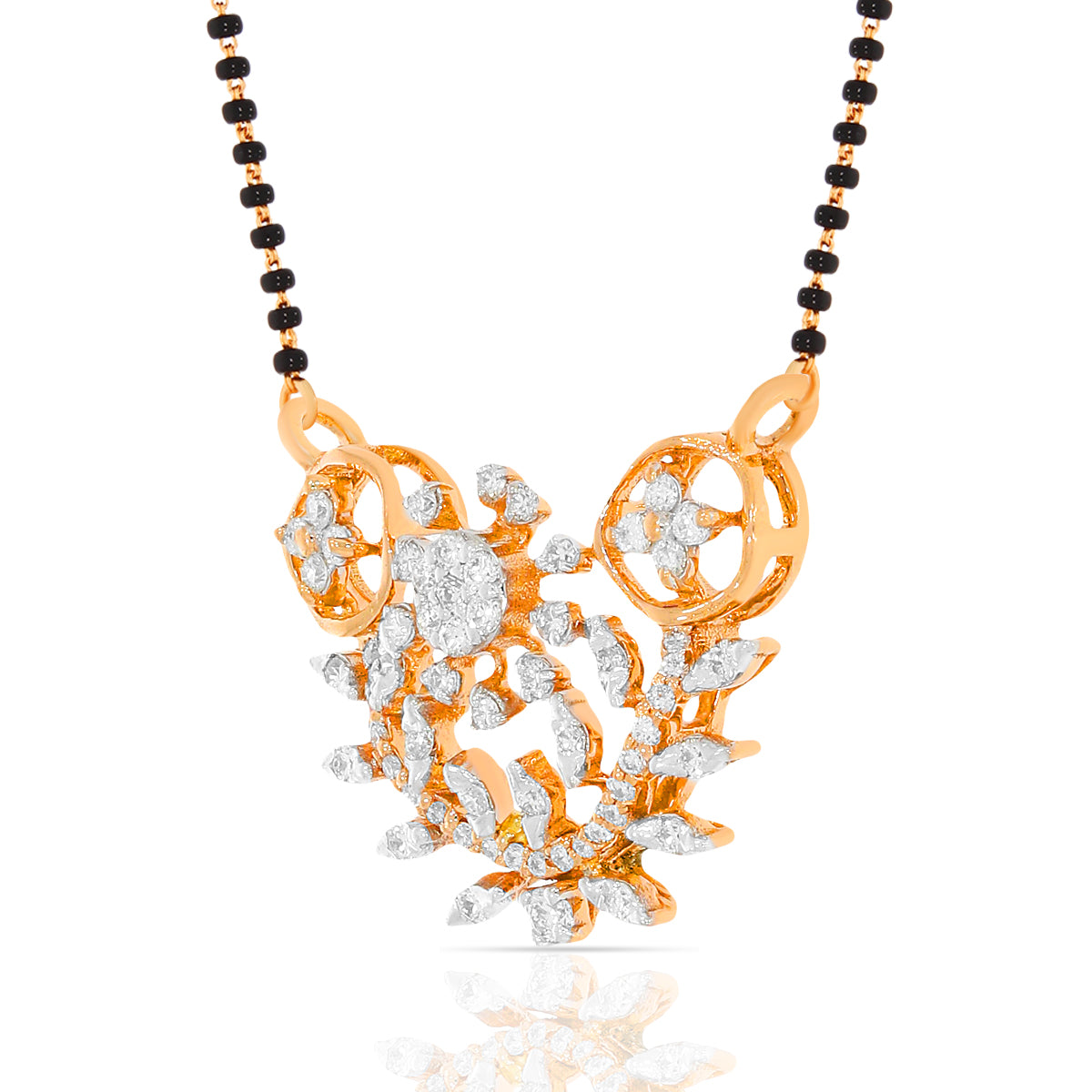 Majestic Floral Bloom 18K Diamond Mangalsutra Pendant