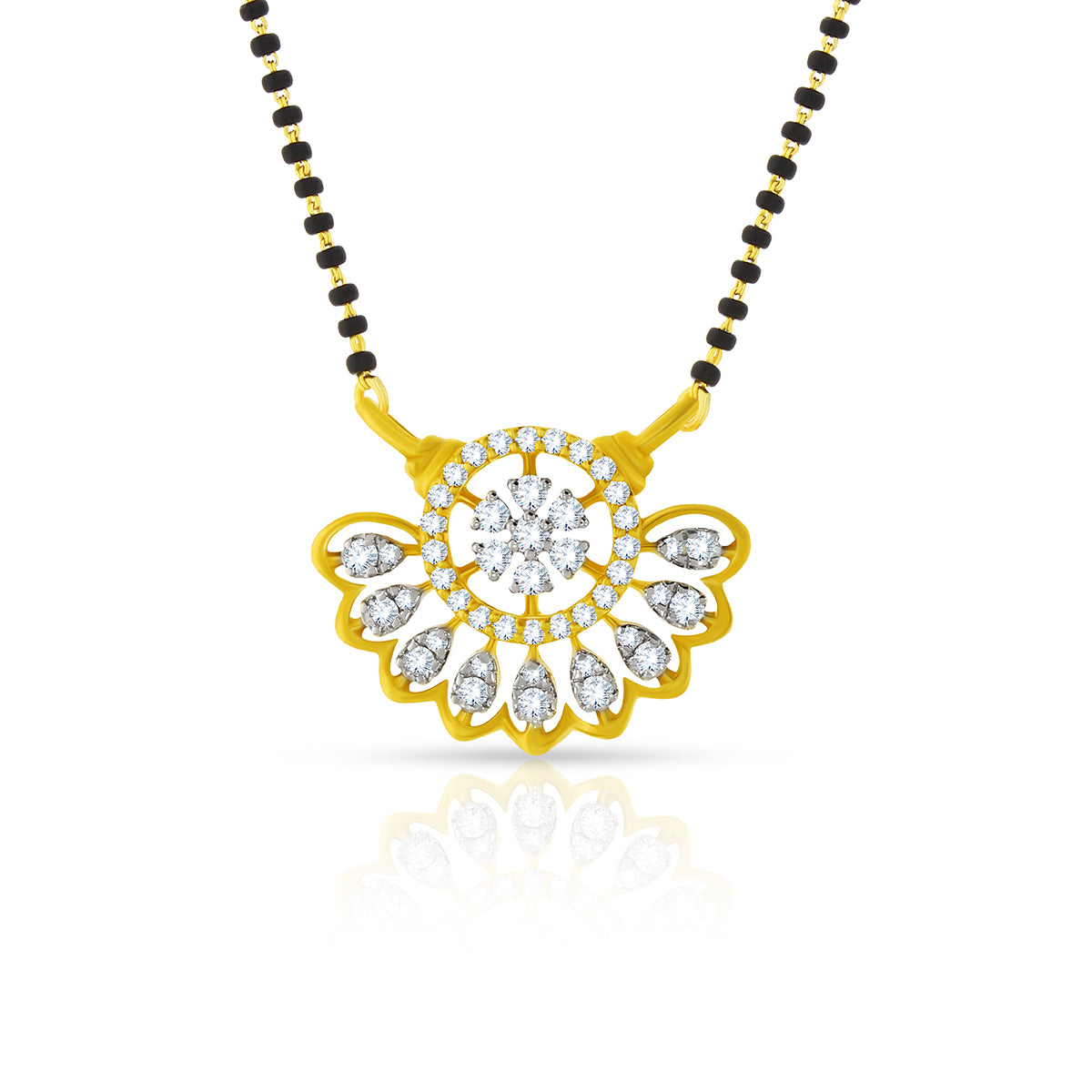 Luxurious Flora Glaze 18K Diamond Mangalsuta Pendant