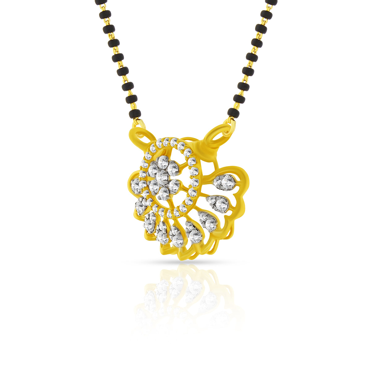 Luxurious Flora Glaze 18K Diamond Mangalsuta Pendant
