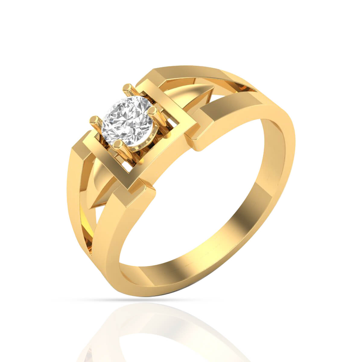 Golden Elegance Men Diamond Ring 18K