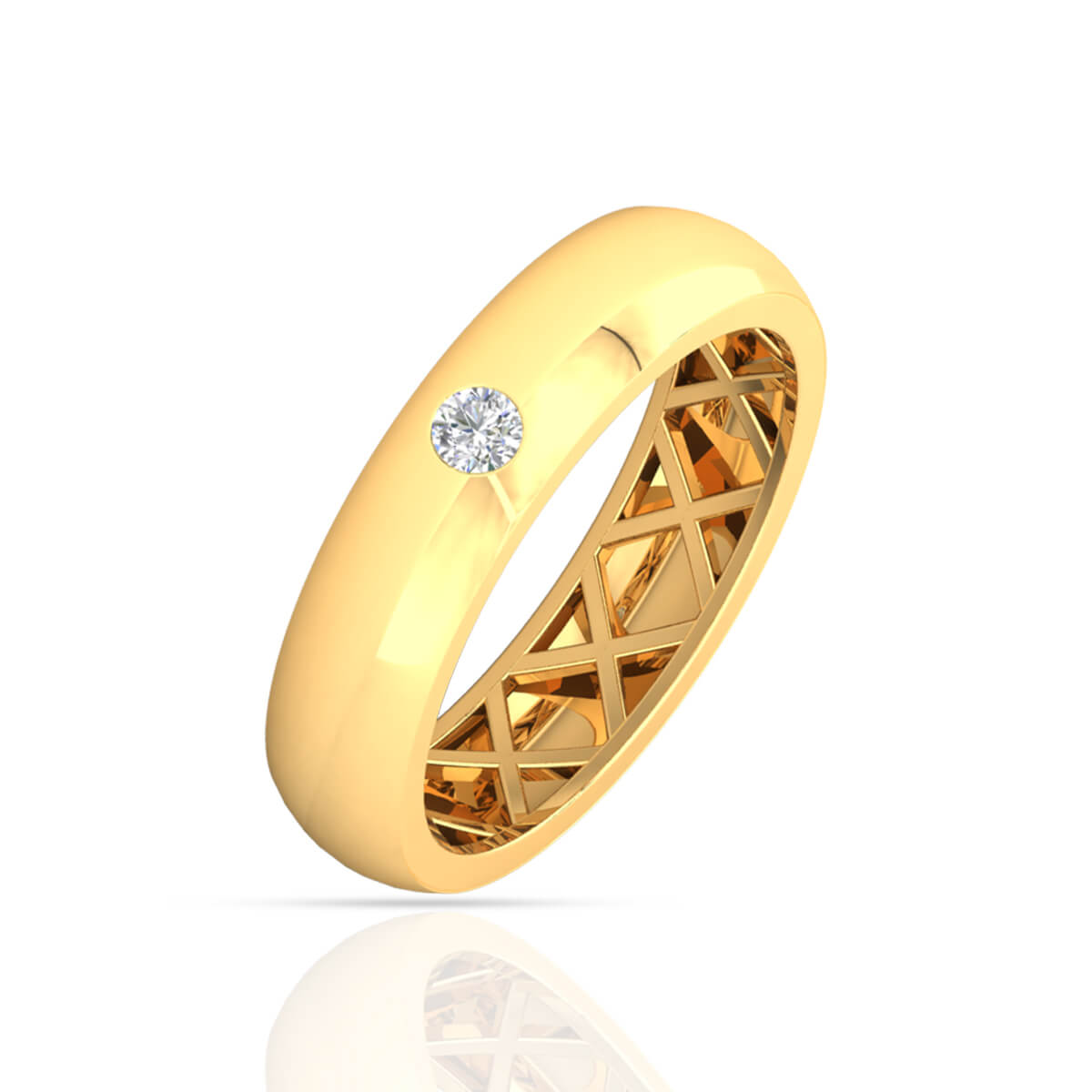 Polished Elegance Men Diamond Ring 18K