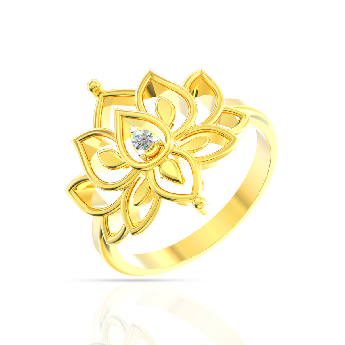 Vibrant Lotus Grace Gold Ring