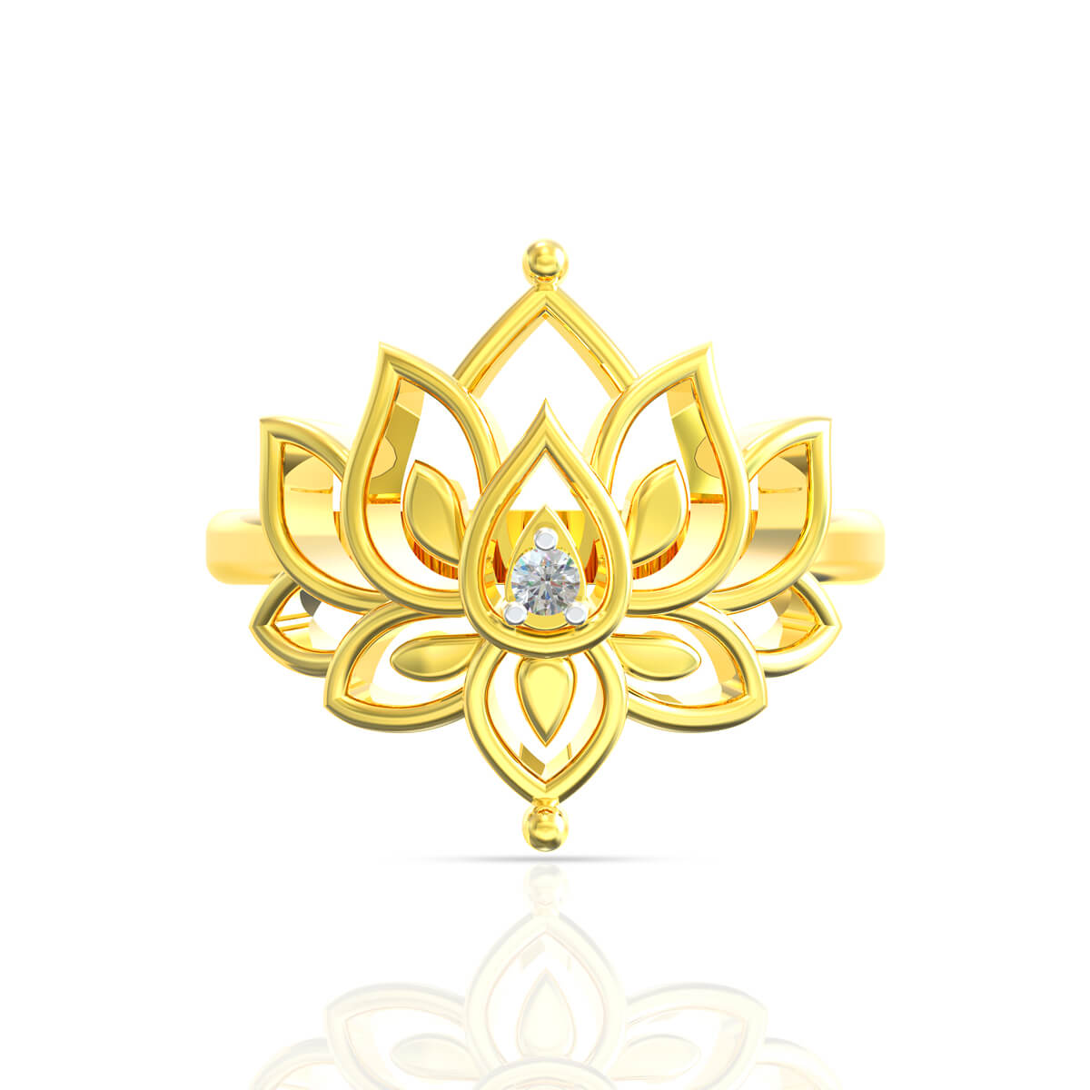 Vibrant Lotus Grace Gold Ring