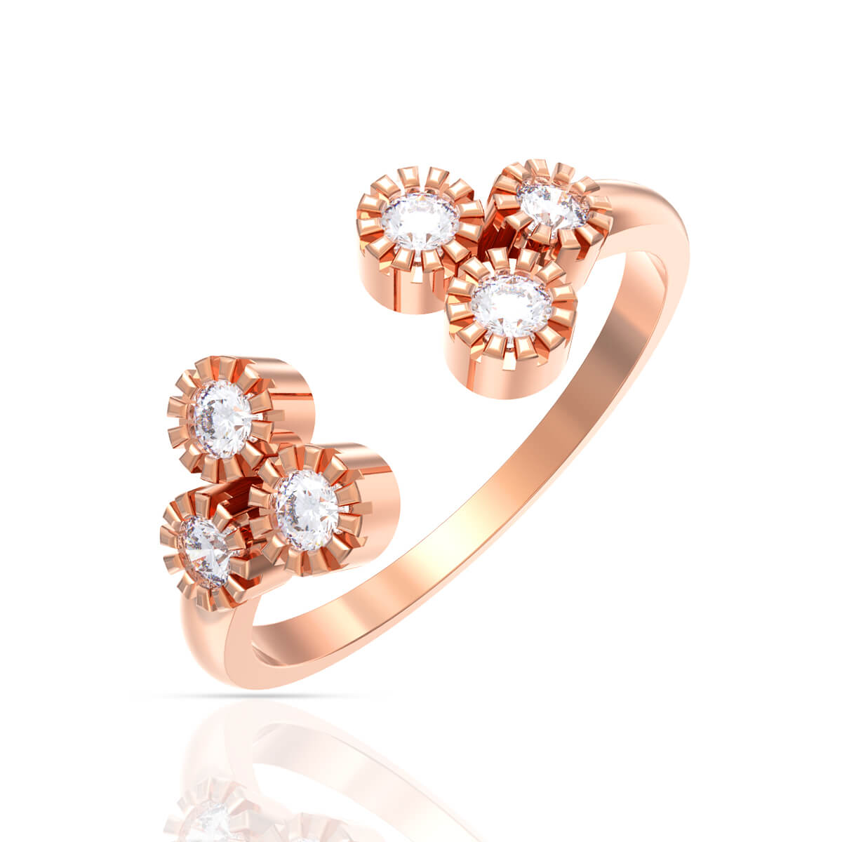 Elegant Petal Charm Diamond Ring for Women