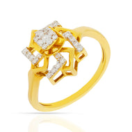 Delicate Floweret Shine Gold Ring for Women