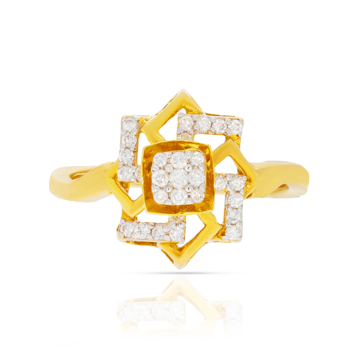 Delicate Floweret Shine Gold Ring for Women