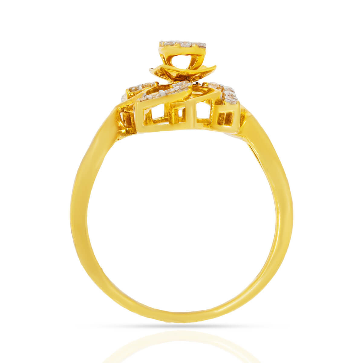 Delicate Floweret Shine Gold Ring for Women
