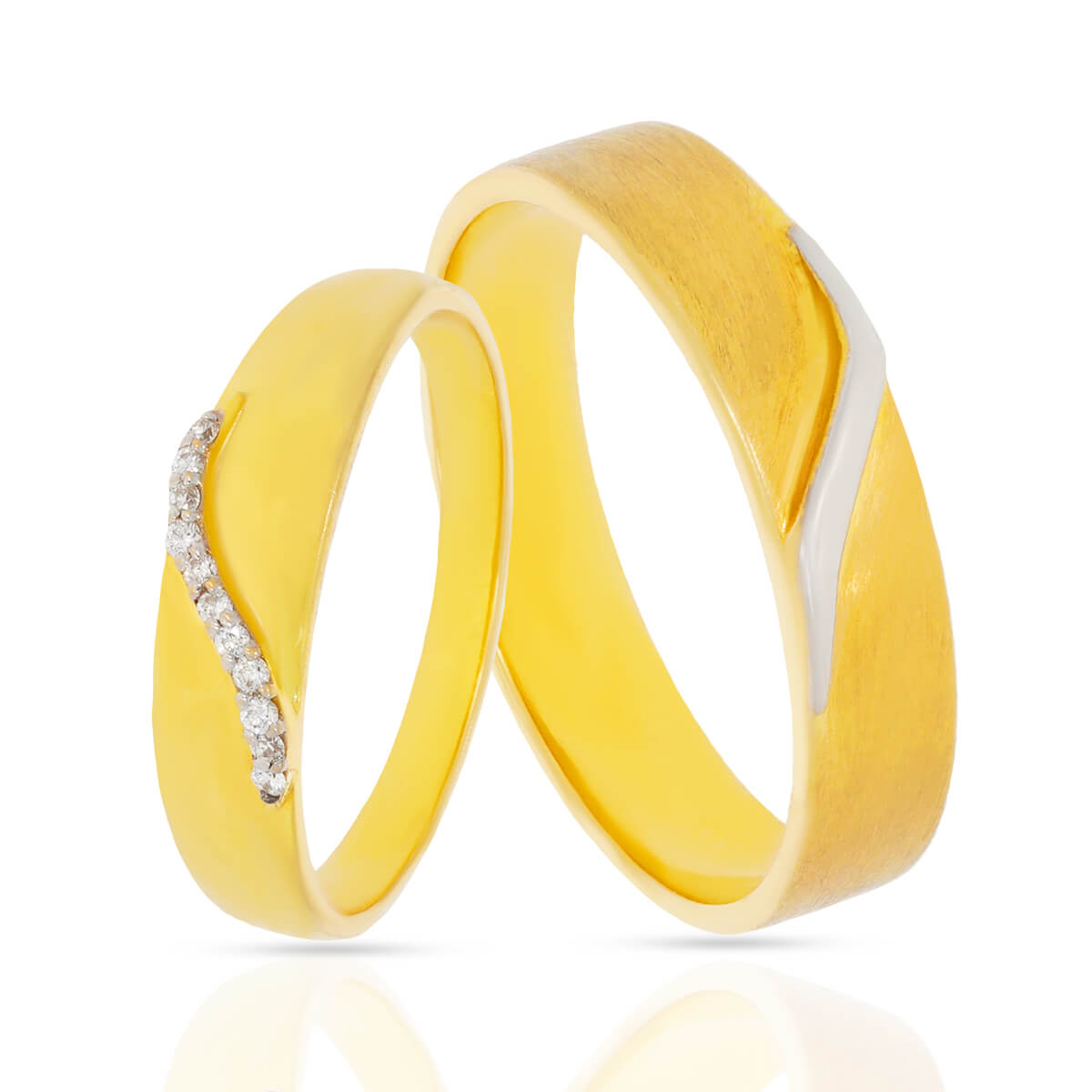 Golden Swirl Diamond Couple Band
