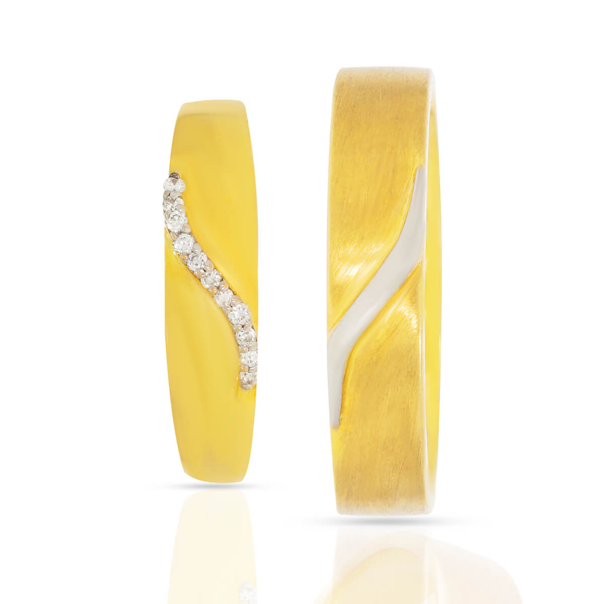 Golden Swirl Diamond Couple Band