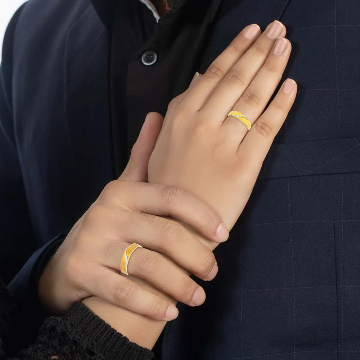 Golden Swirl Diamond Couple Band