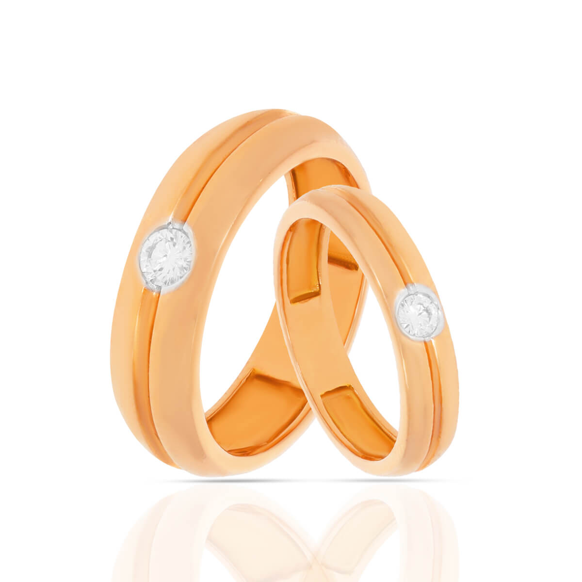 Rosy Elegance Diamond Couple Band