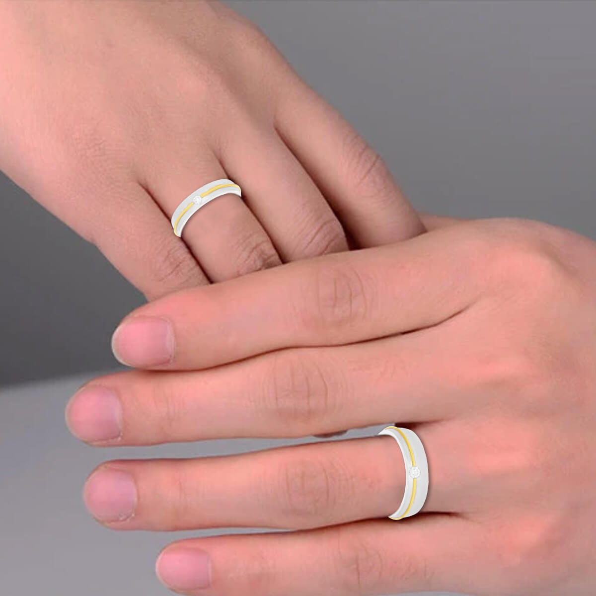 Minimalist Glow Diamond Couple Band