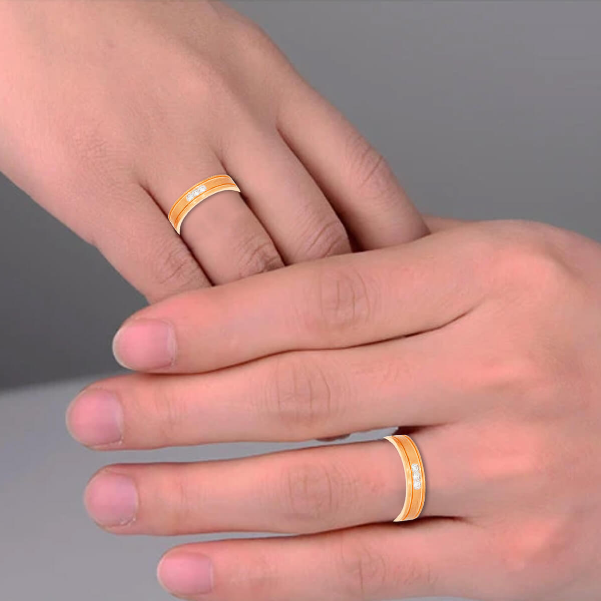 Chic Rosy Dazzle Diamond Couple Band