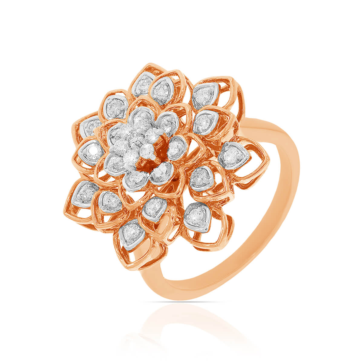 Rosy Floral Shine Ring for Women