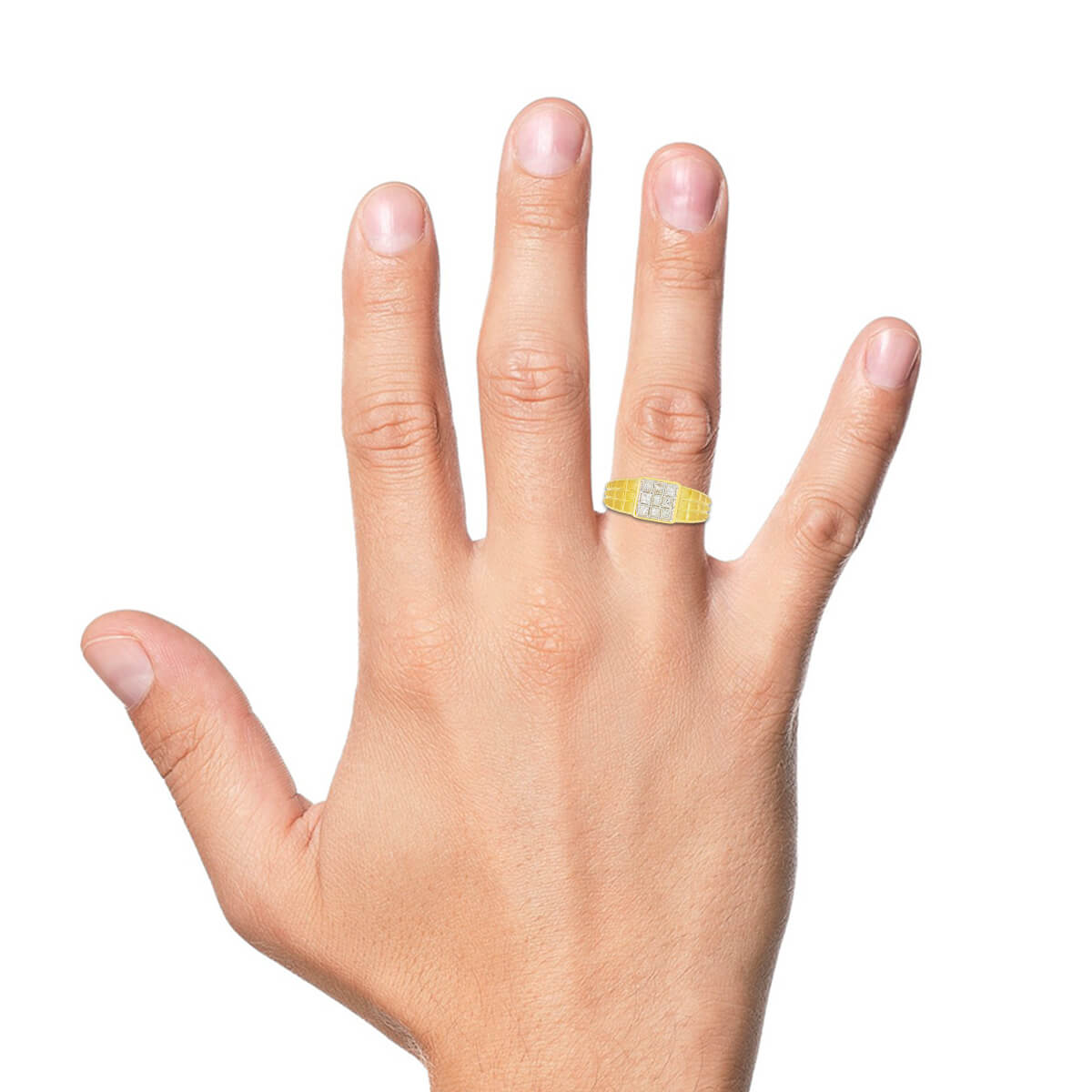 Golden Stripes Diamond Ring for Men 18K