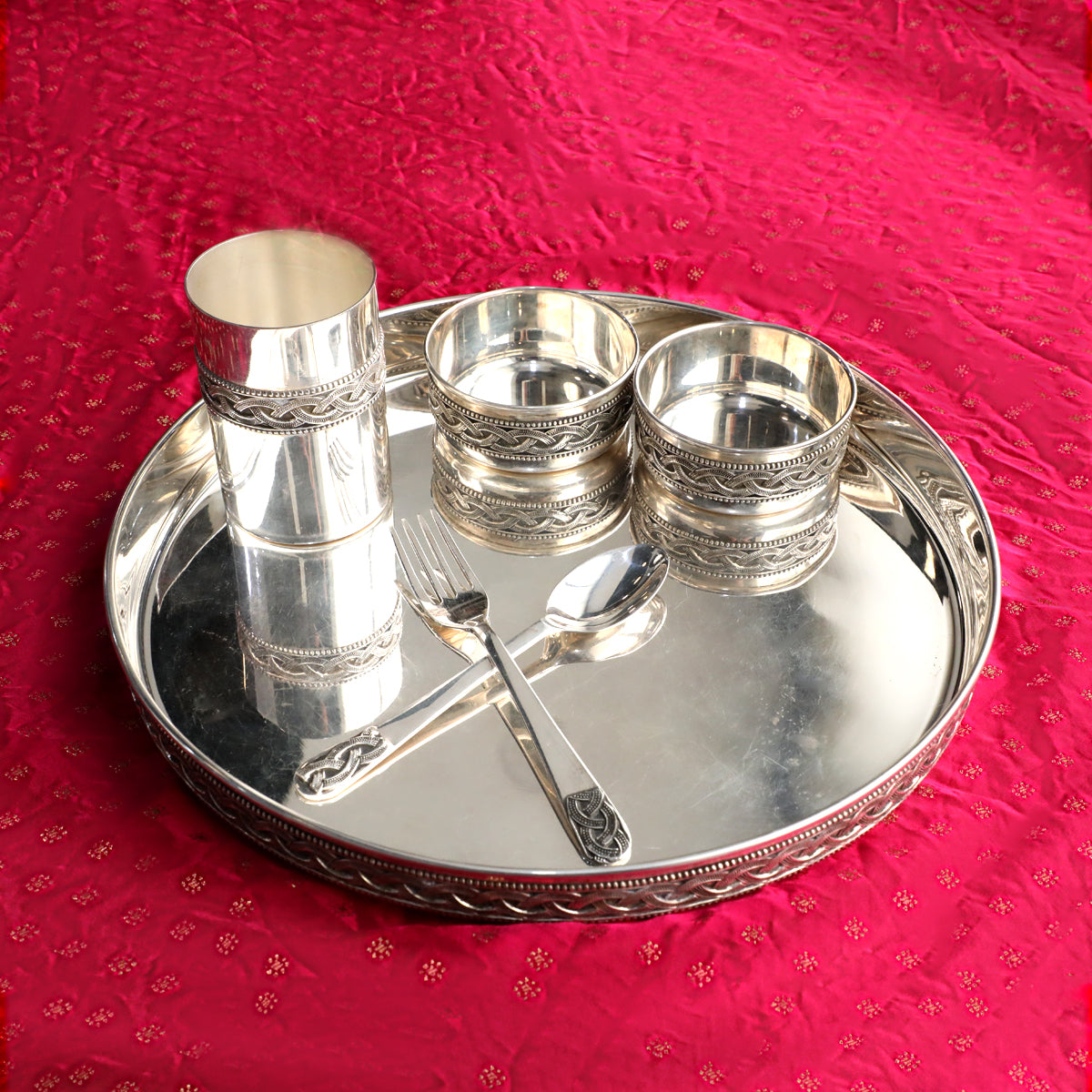 Luminous Elegance Silver Dinner Set