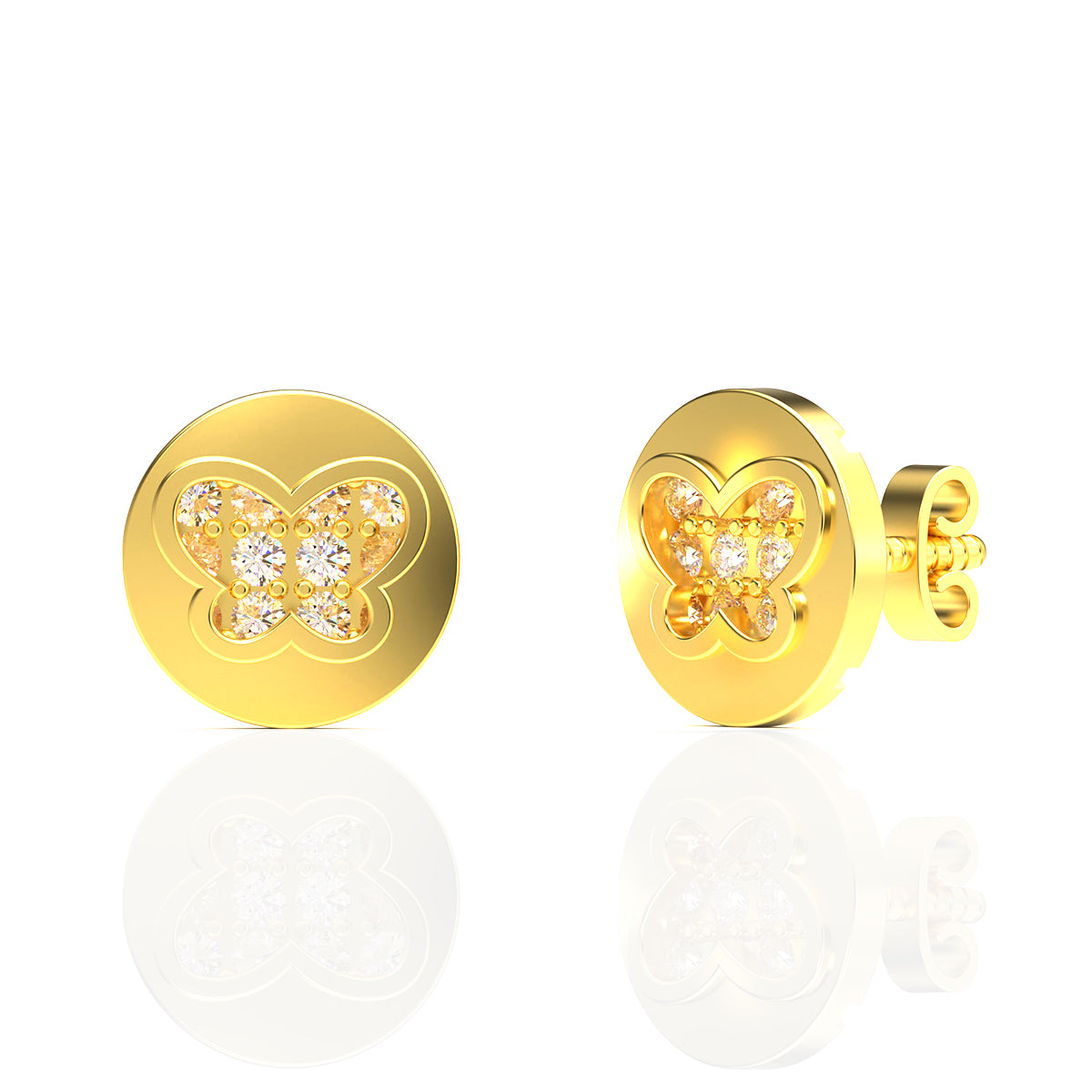 Delicate 18K Gold Butterfly Studs
