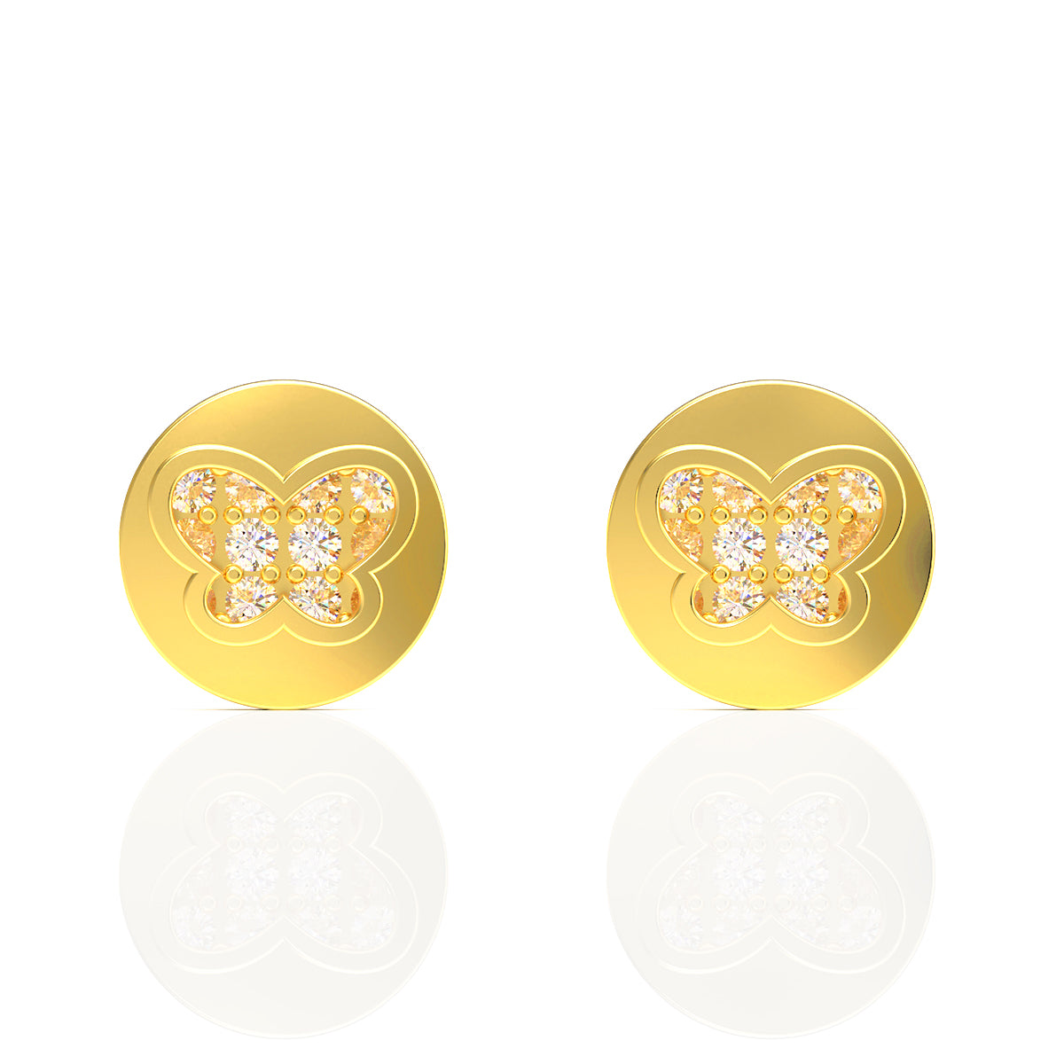 Delicate 18K Gold Butterfly Studs