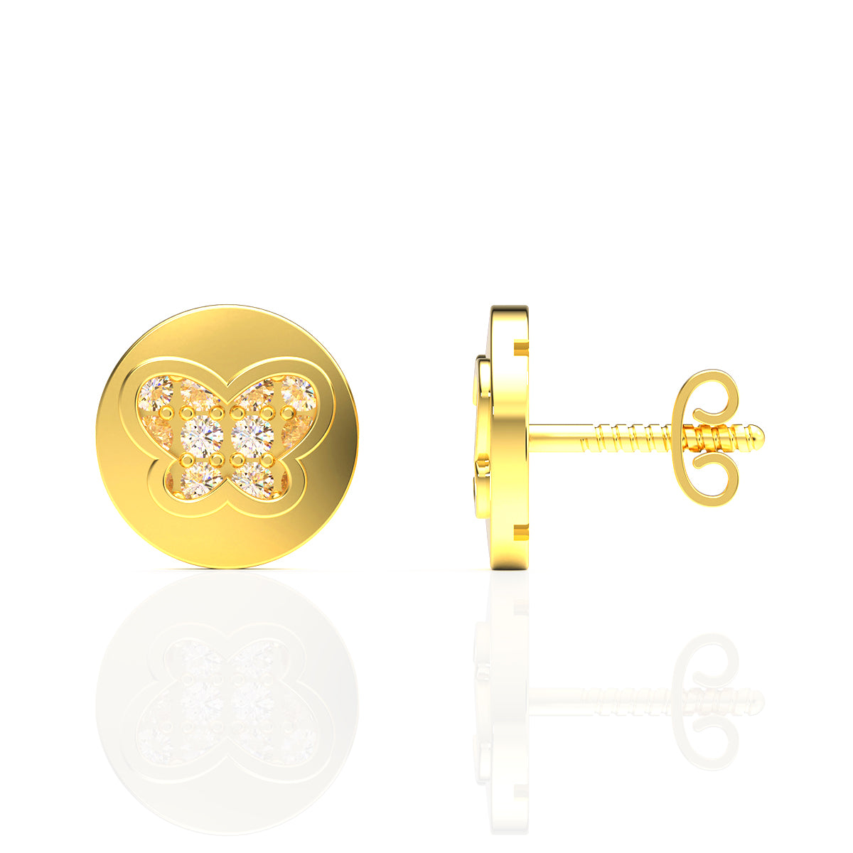 Delicate 18K Gold Butterfly Studs