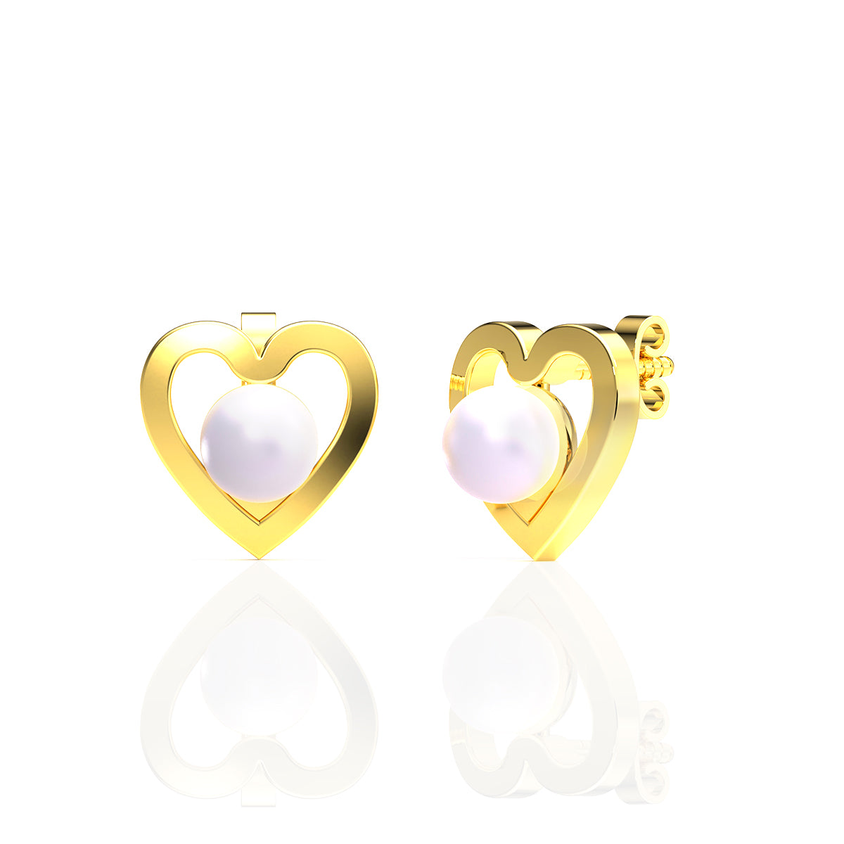 22K Dainty Heart Studs For Minimalistic Touch