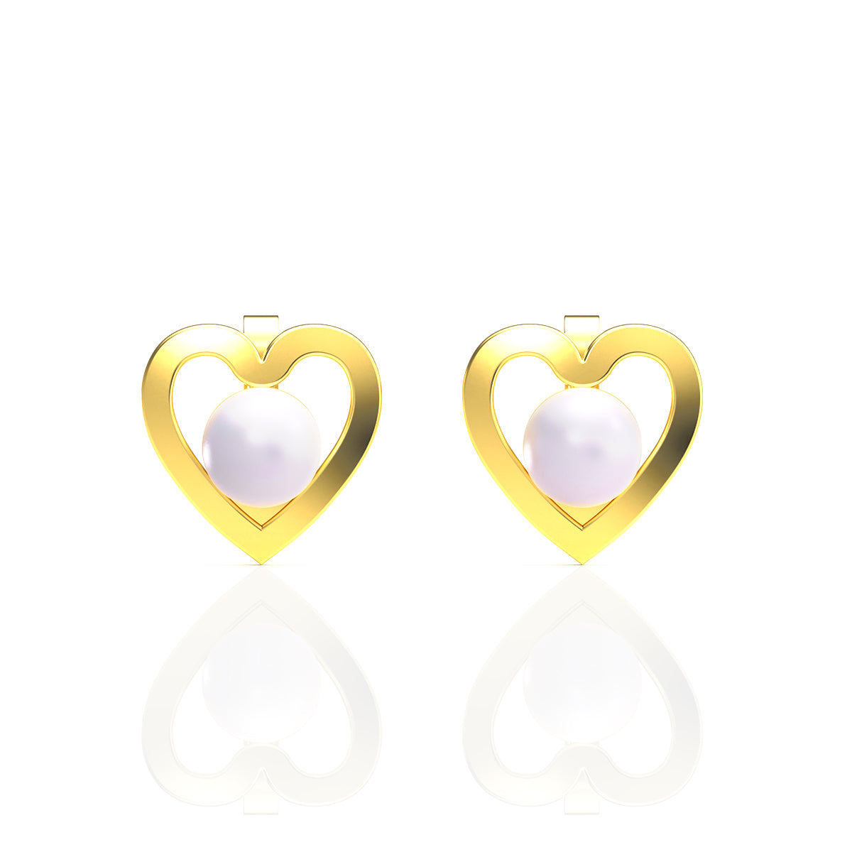 22K Dainty Heart Studs For Minimalistic Touch