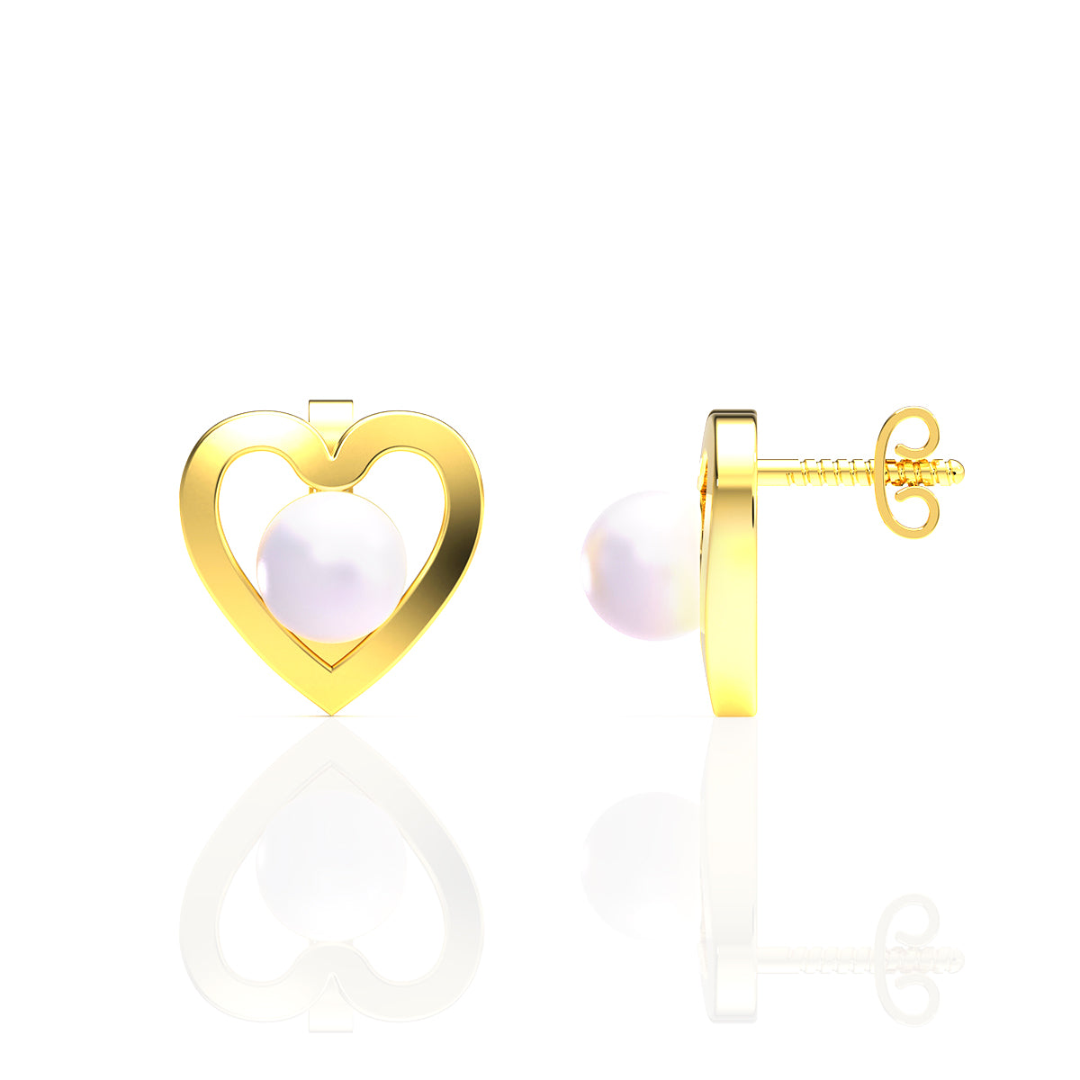 22K Dainty Heart Studs For Minimalistic Touch