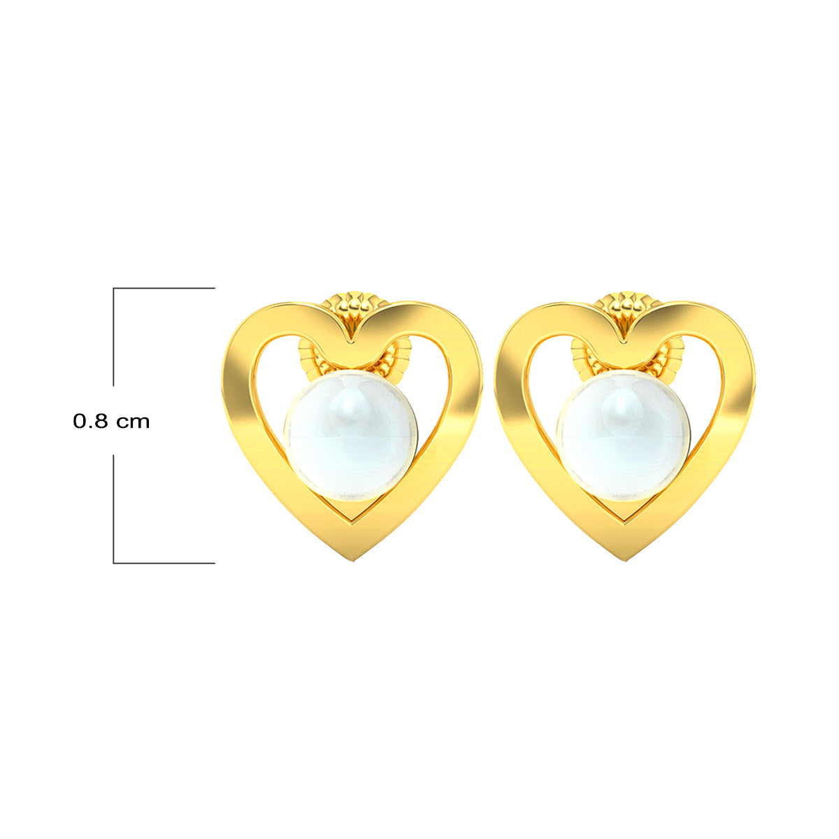 22K Dainty Heart Studs For Minimalistic Touch