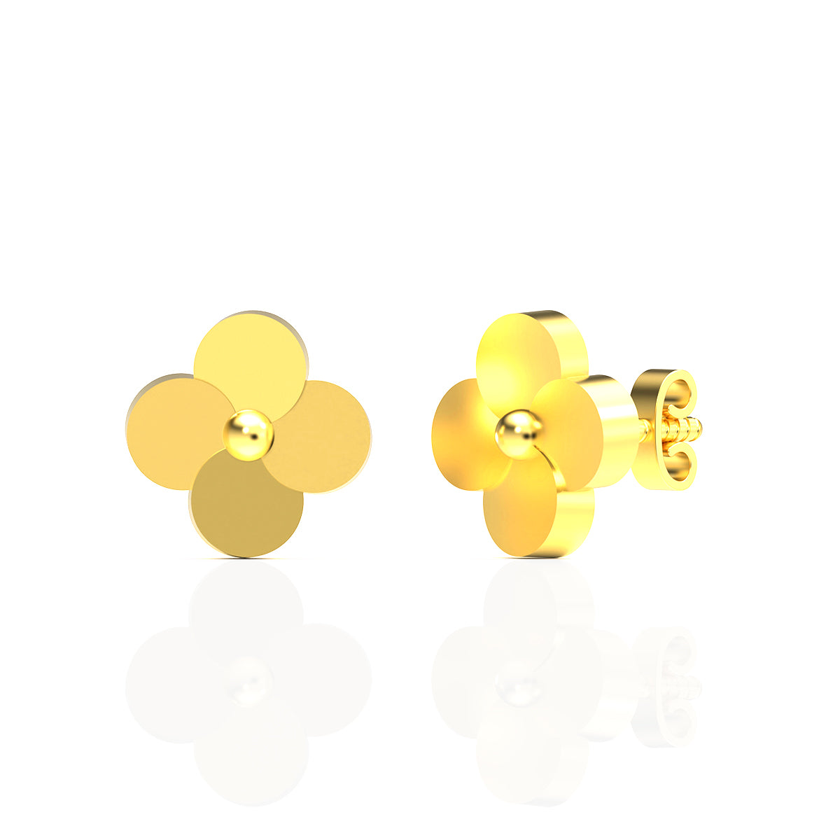 22K Dainty Floral Stud Earrings