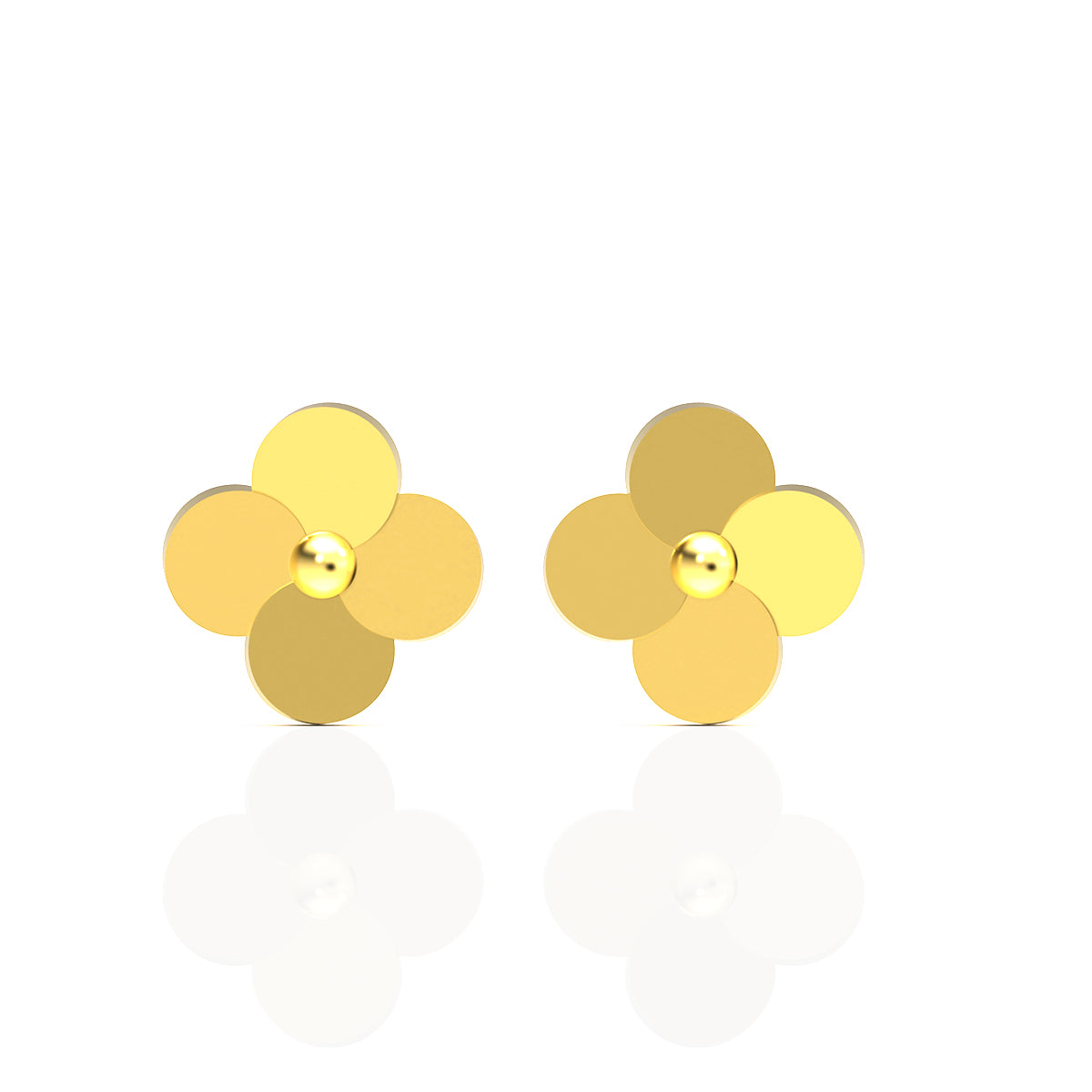 22K Dainty Floral Stud Earrings