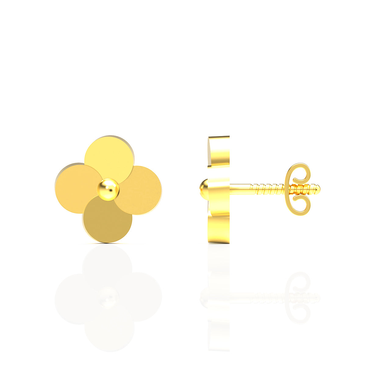 22K Dainty Floral Stud Earrings