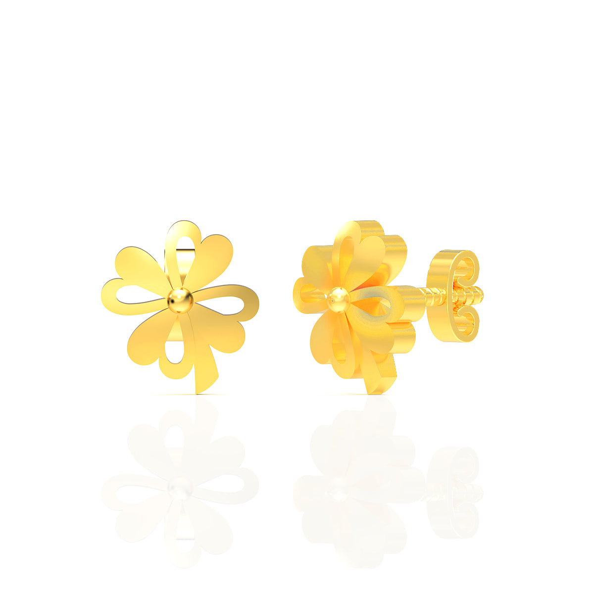 18K Clover Stud Earrings for Daily Charm