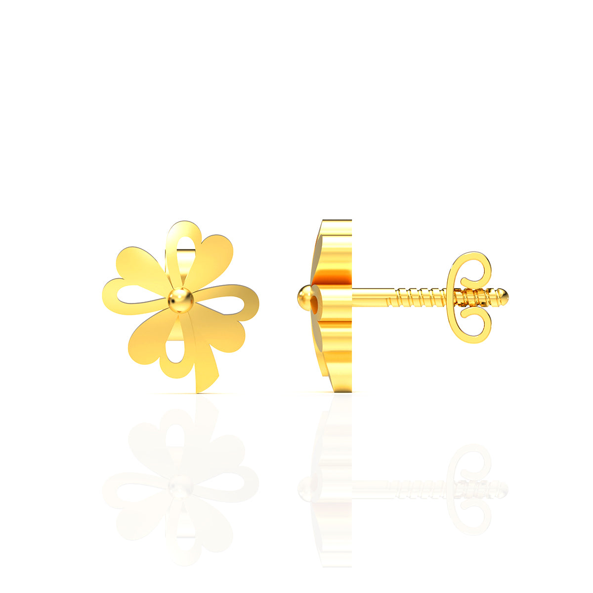 18K Clover Stud Earrings for Daily Charm