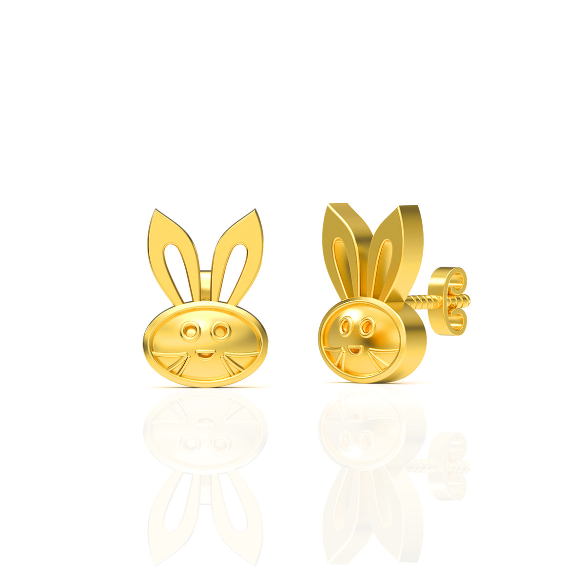 Cute Bunny Gold Studs 22K