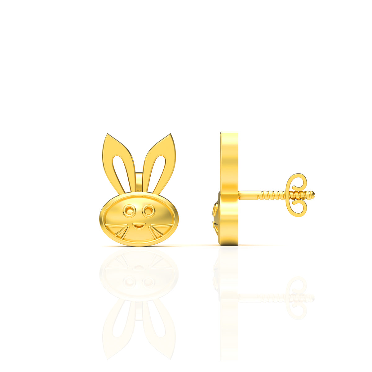 Cute Bunny Gold Studs 22K