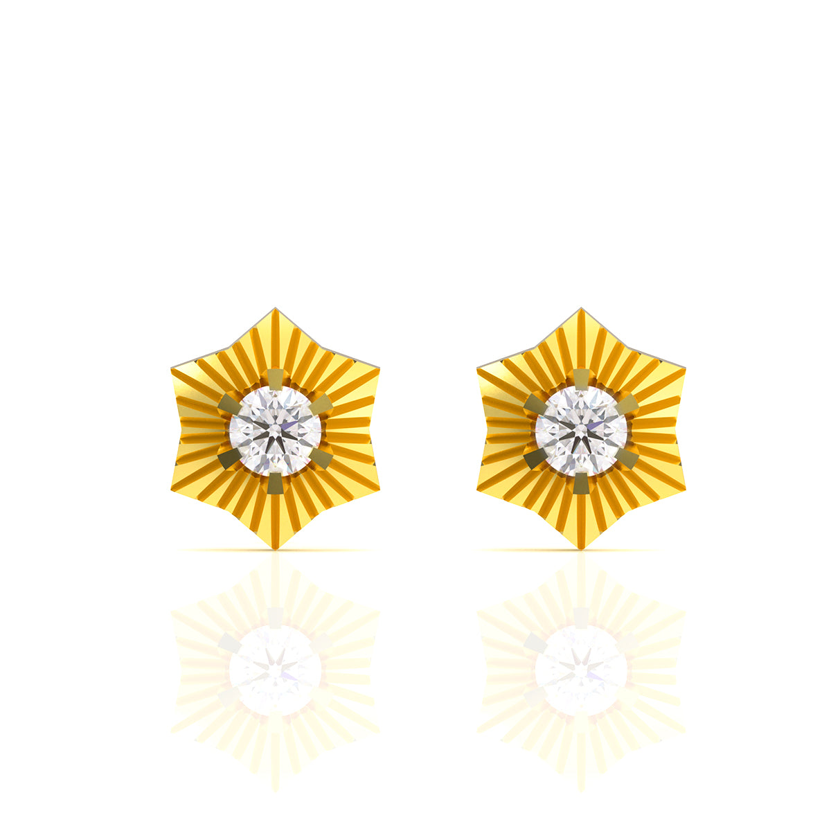 18K Stylish Star Studs With Graceful Pearl