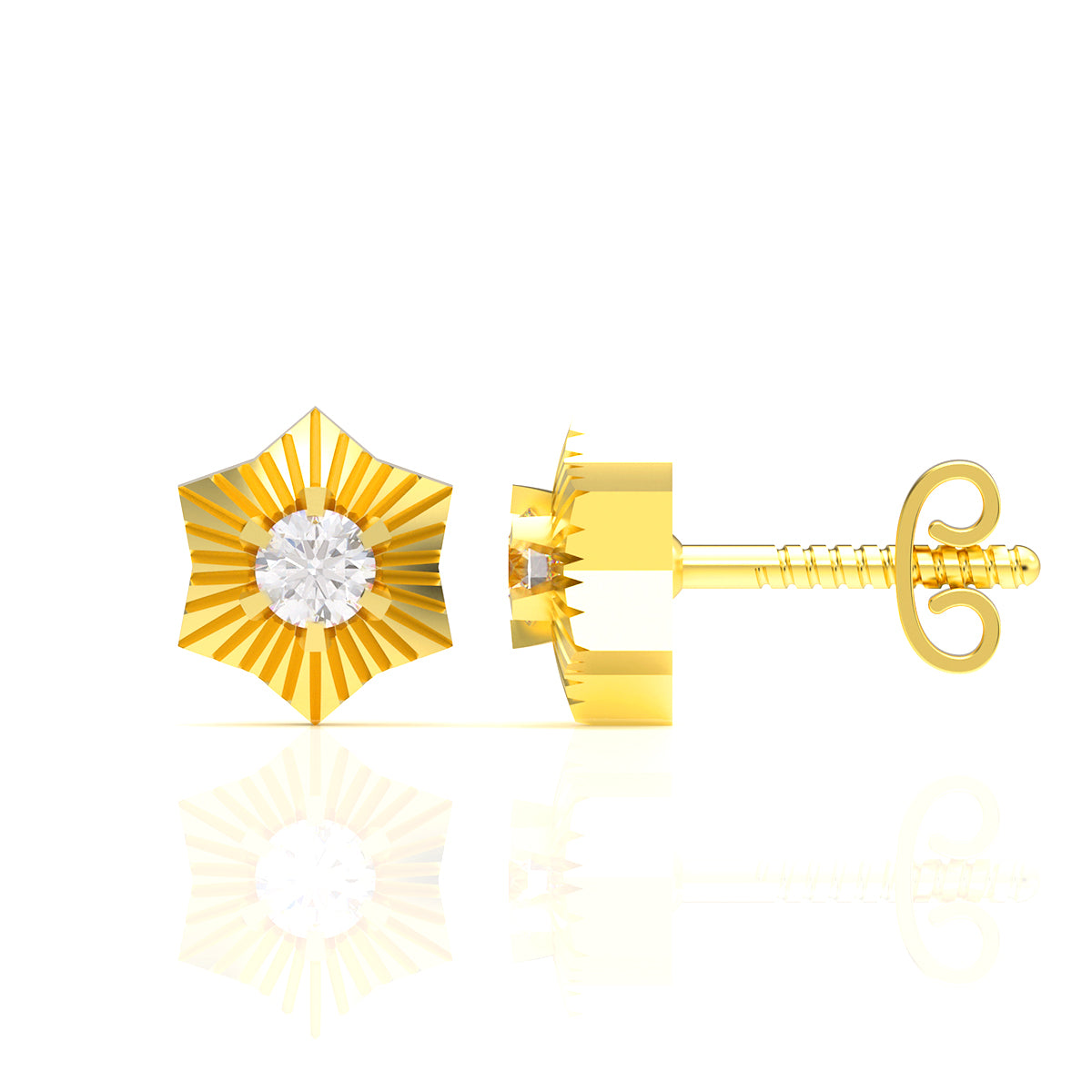 18K Stylish Star Studs With Graceful Pearl