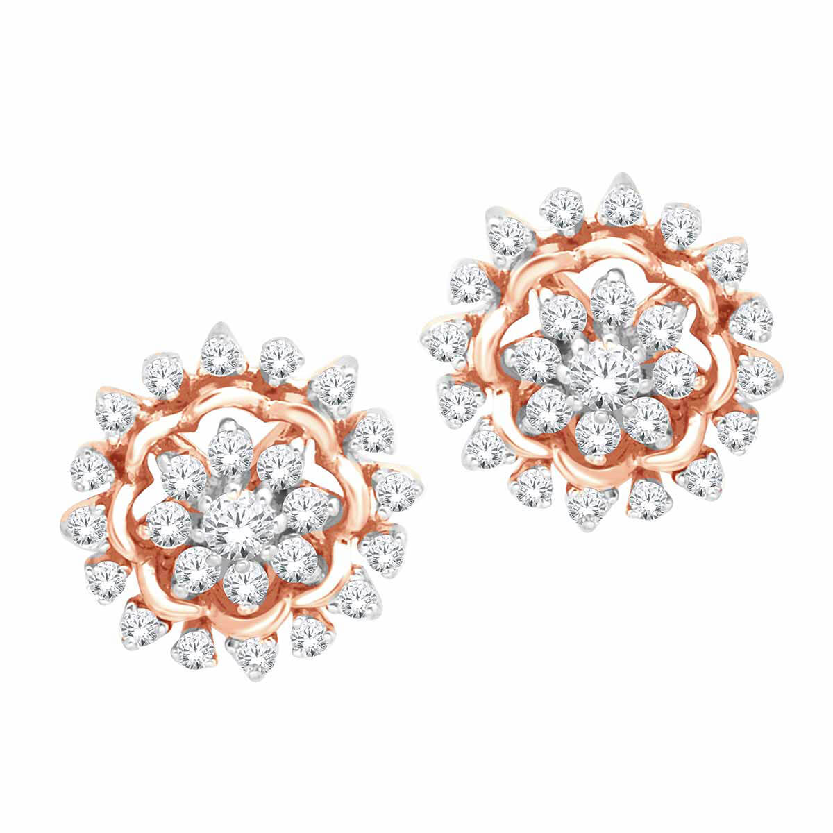 Classic Charming Flower Motif 18K Diamond Studs