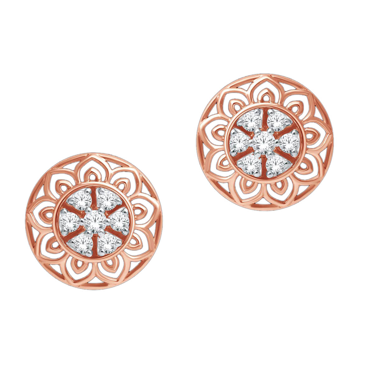 Polished Elegance 18K Floral Studs