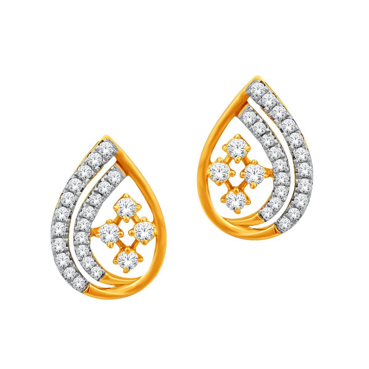Exquisitely Crafted Diamond 18K Studs with Paisley Motif