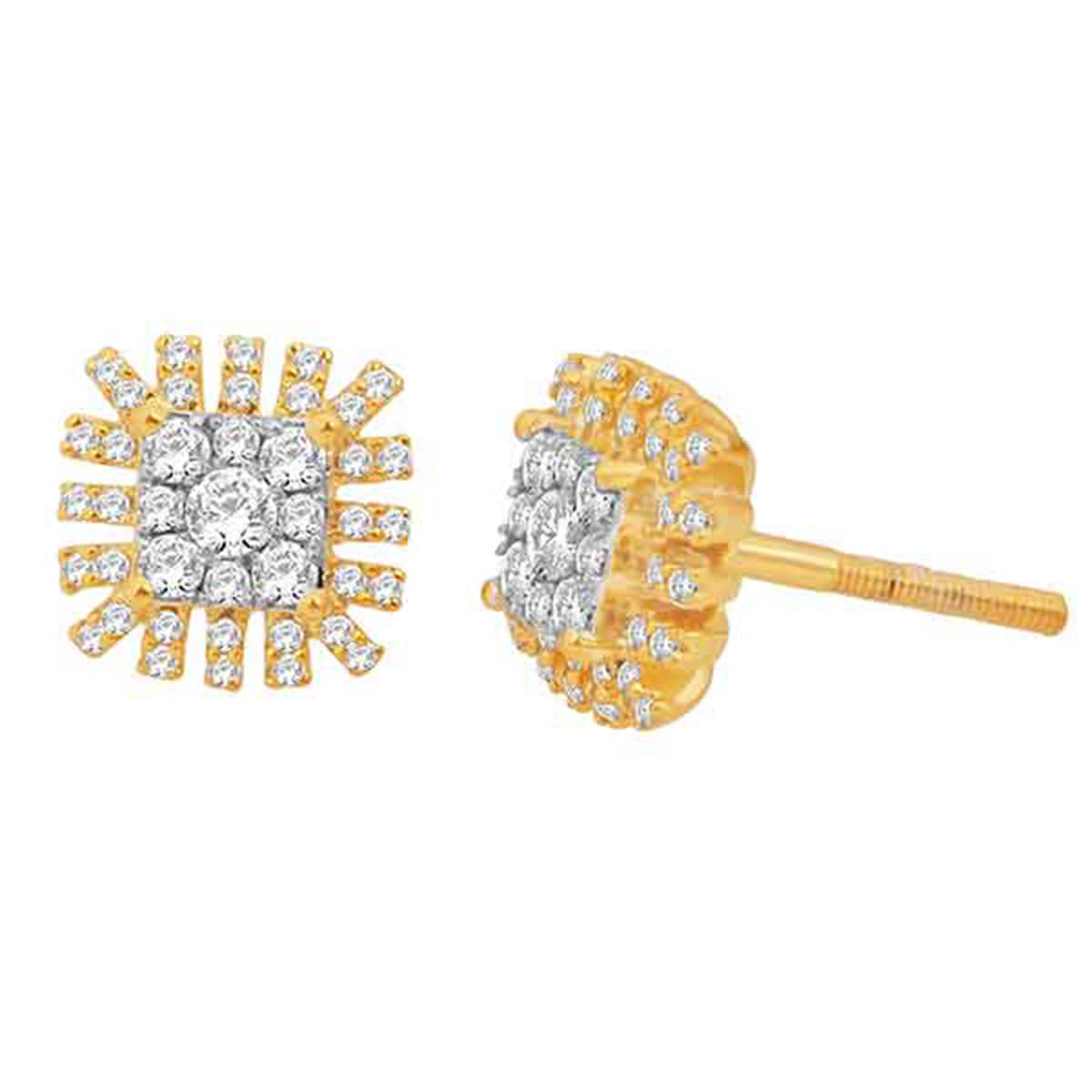 Chic Stylish 18K Gold Square Stud Earrings