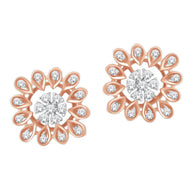 Luxurious 18K Diamond Floral Studs with Stunning Sparkle