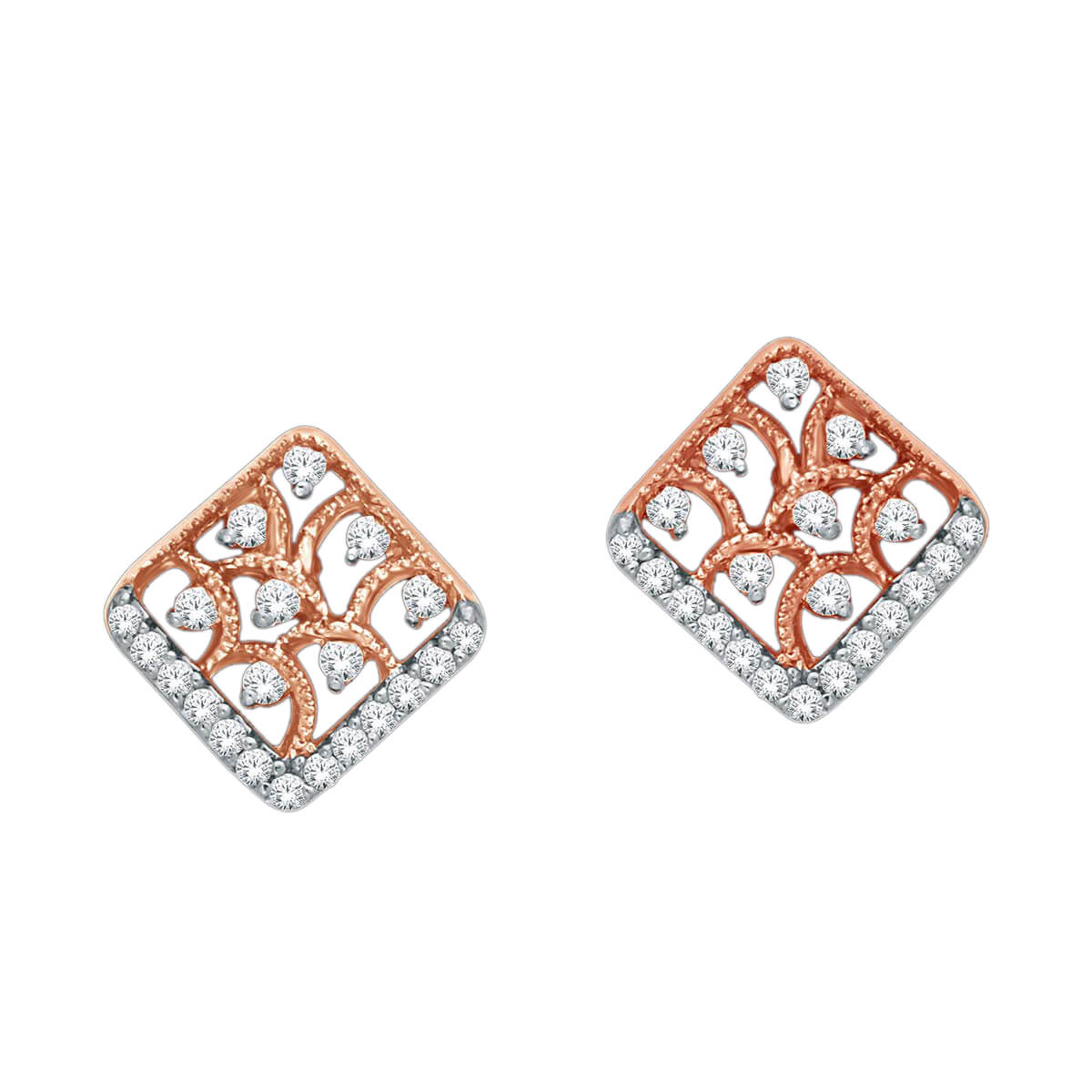 Mini Box 18K Rose Gold Studs for Natural Shine