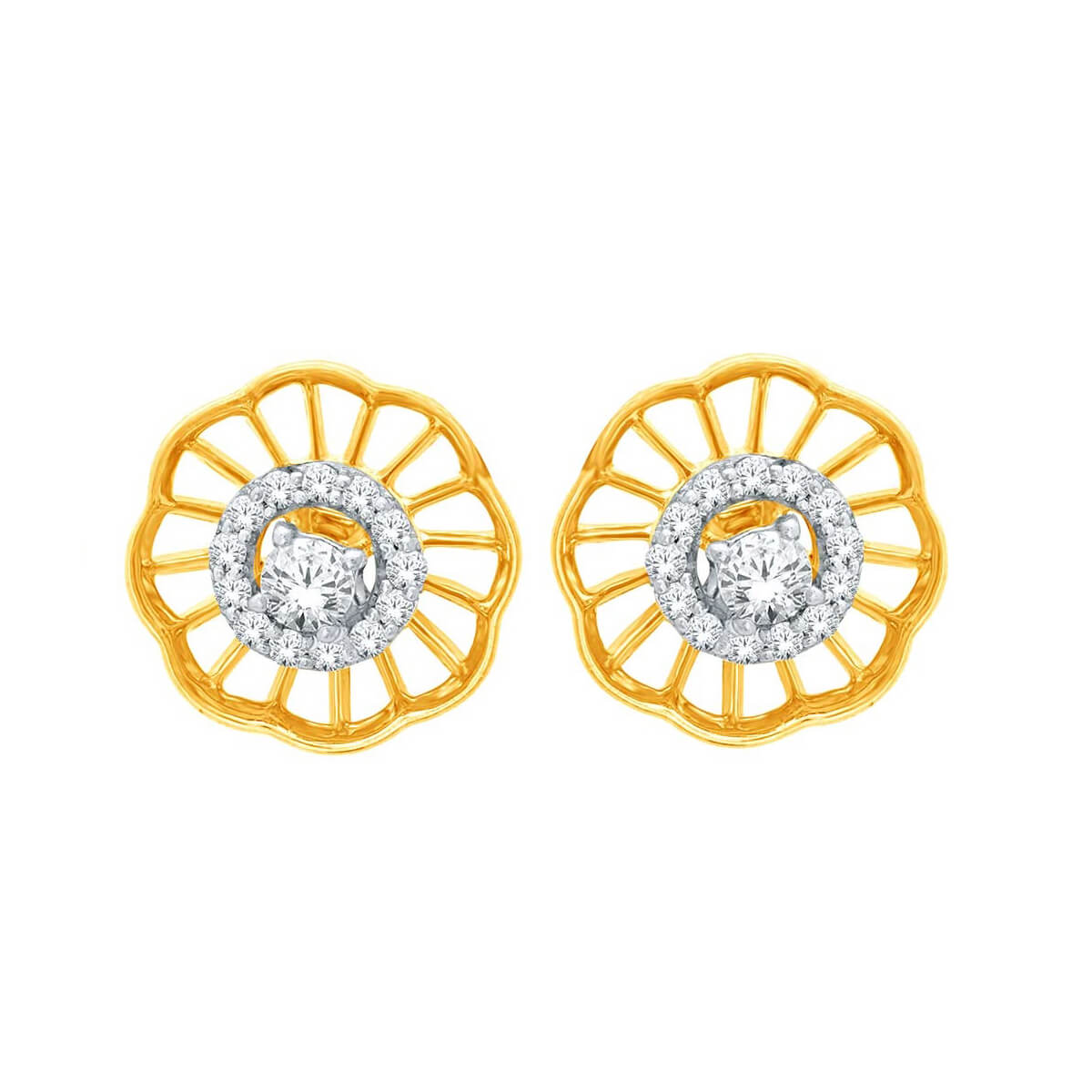 Vibrant Wheel Stud Gold Earrings 18K