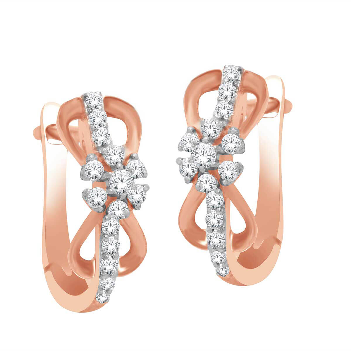 Flower Design 18K Diamond Hoops with Exclusive Craftsmanship