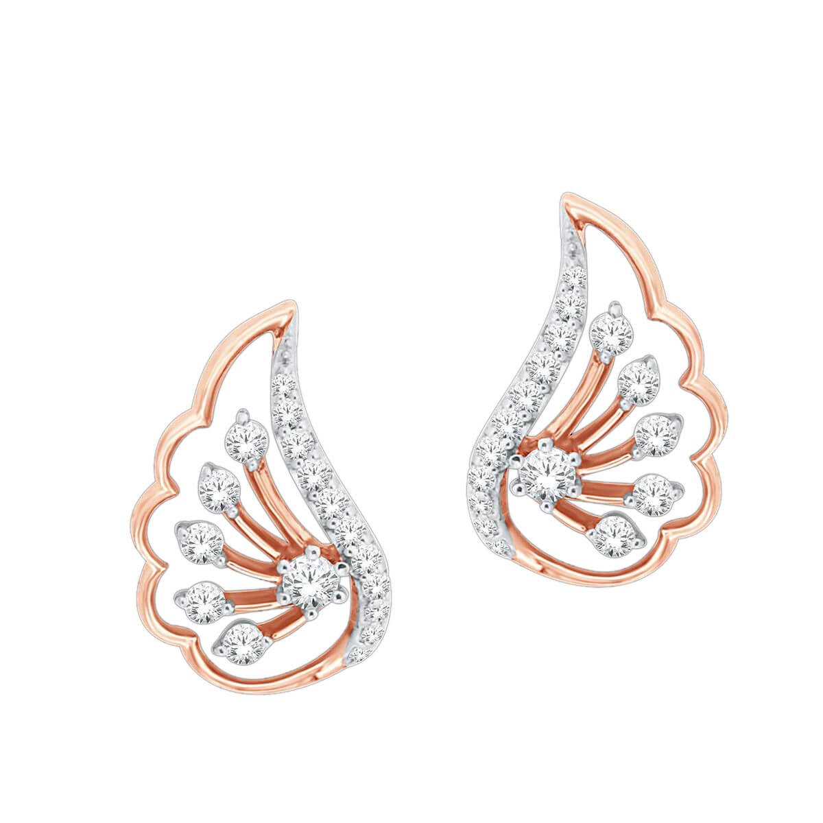 Radiant Peacock Feather 18K Gold Studs